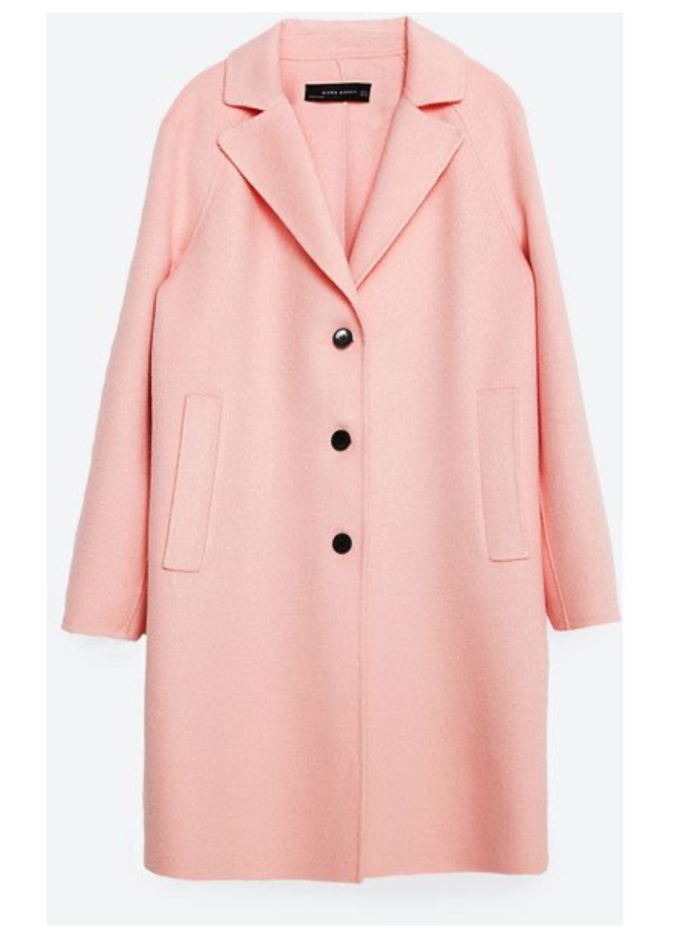 Zara Handmade Long Coat in Pastel Pink Wool Blend Sz S Knee Length $189 Coquette